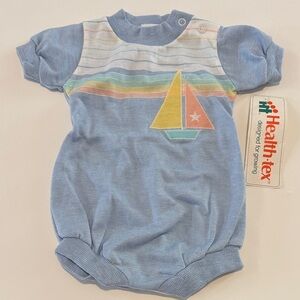 Healthtex Blue Romper with Sailboat and Stripes